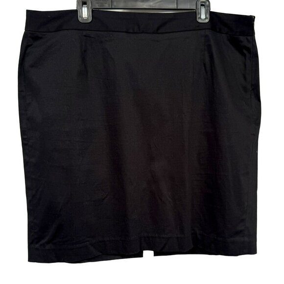 Lane Bryant Classic Black Cotton Stretch Straight Skirt Sz PLUS 20 Back Vent - Picture 4 of 6